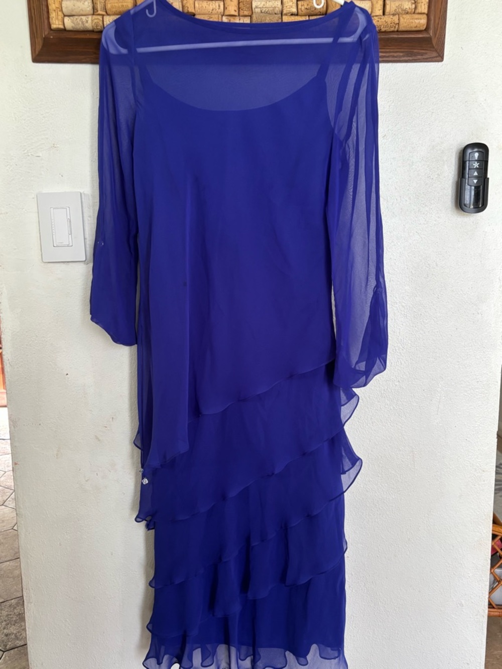 Elegant Blue Layered Chiffon Dress